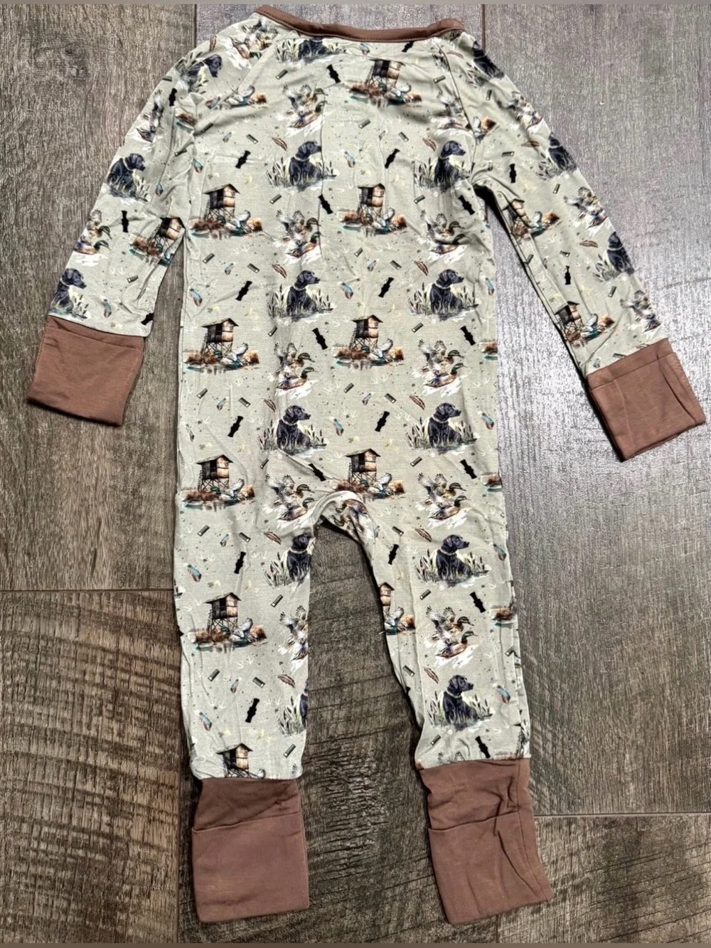 Bamboo Baby Boy Duck Hunt Print Zipper Sleeper Pjs 0-3m